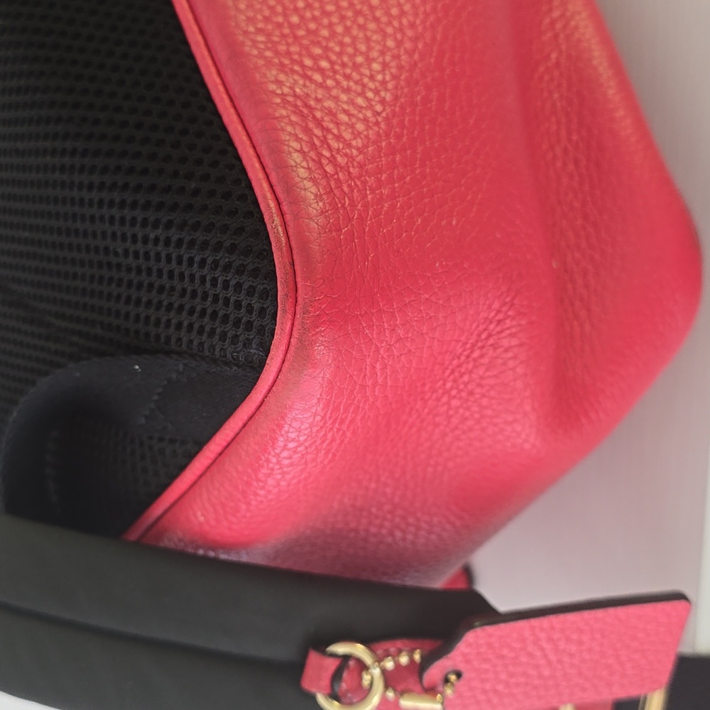Coach Pink Pebbled Leather Backpack with Gold-Tone Hardware - Picture 13 of 16